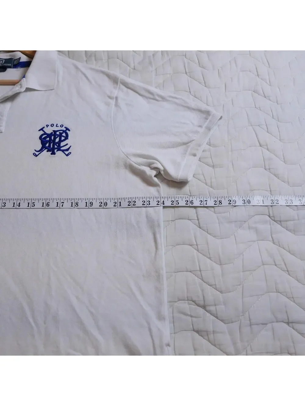 Polo Ralph Lauren White Polo Shirt Mens XXL Blue Big Logo Classic Rare Preppy